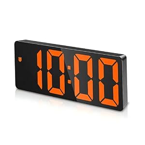 AMIR Digital Alarm Clock, LED Clock for Bedroom, Electronic Desktop Clock with Temperature Display, Adjustable Brightness, Voice Control, 12/24H, 6.3″ Large Display for Home, Bedroom, Office