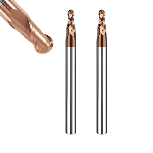 ASNOMY 2 fraises à rayon VHM, diamètre 3 mm, revêtement AlTiN HRC 55, pointes à bille en carbure, fraise CNC à 2 dents, pour métal