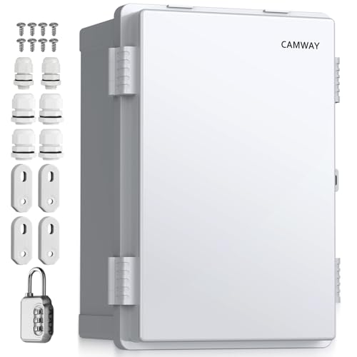 CAMWAY Wasserdichter Verteilerkasten, IP67 Wasserdicht Schaltschrank,ABS Kunststoff Gehäuse Steckdosenkasten,Einfache Installation Stromkasten mit Zahlenschloss zubehör für Innen&Außen, Undurchsichtig