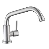 ONECE Küchenarmatur Kaltwasser Wasserhahn Küche Kaltwasserhahn mit 360° schwenkbar, Kaltwasserarmatur Spültischarmatur aus Edelstahl gebürstet, mit Anschlussschlauch, Matt