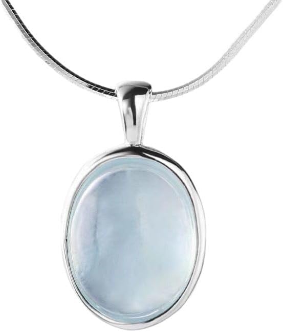 Bijoux délicats fait main : pendentif ovale en pierre précieuse