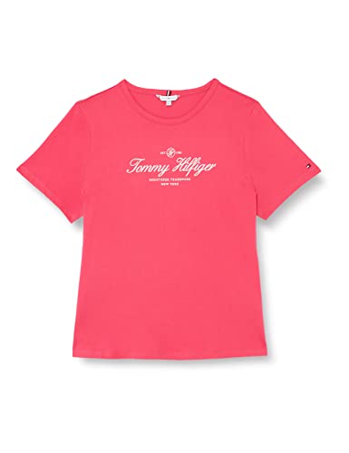 Tommy Hilfiger Damen T-Shirt Kurzarm Rundhalsausschnitt, Rosa (Bright...