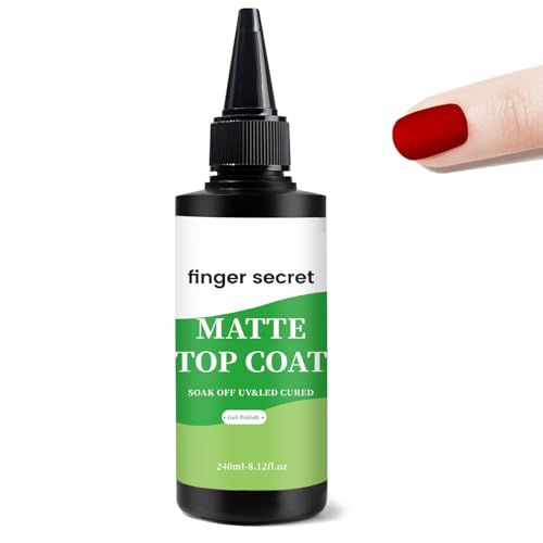 finger secret 240ml/8floz Matte Top Coat for Gel Nail Polish,Fash...