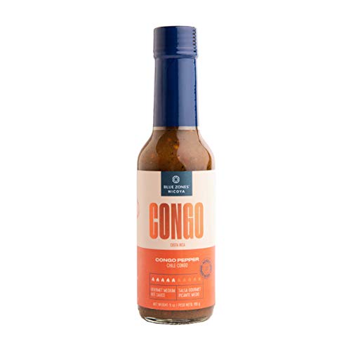 Blue Zones Nicoya Gourmet, Costa Rican Hot Sauce (1-count) Extra Hot with Great Flavor, 100% Naturally Smoked Ingredients, Perfect as Condiment or Marinade5 Oz (Congo)
