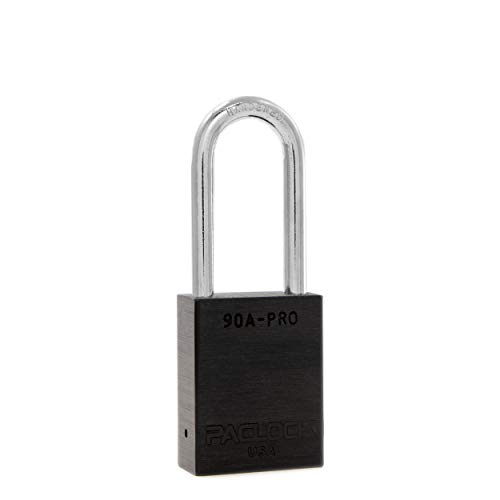 Image of PACLOCK's 90A-PRO Padlock, 1 /4 inch Diameter Hard. Steel Shackle, 2 inch Tall, High Performance 7-Pin Cylinder w / 1 Key, Keyed Differently, Black