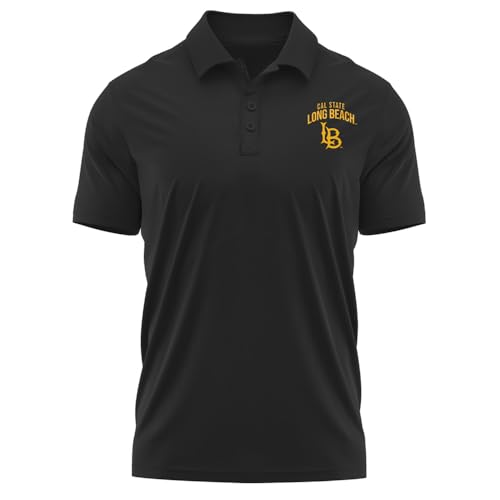 Campus Lab California State University Long Beach Adult Men's Polo Left Chest Logo, Black, Medium