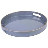 [Classy & Elegant] - Magnifique revêtement gris + Bord supérieur chic en or, ce plateau rond sobre peut montrer un sens du luxe discret, s'accordant parfaitement avec les articles de style moderne et vintage.