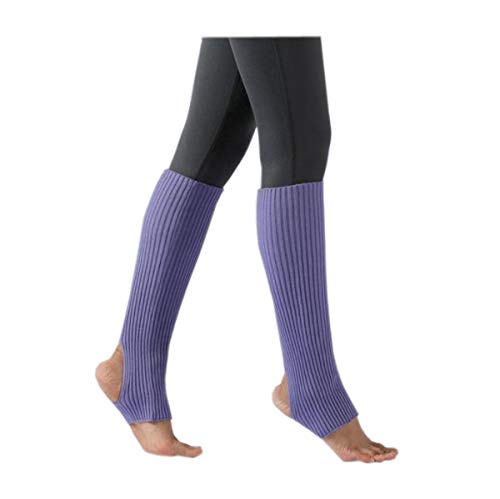 ACVIP dam vinter stickade tofflor balett stulpen leggings leggings med hälhål (ljusviolett)