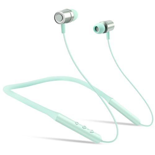 AzukiLife Bluetooth Neckband Headphones, Wireless Earbuds with Mic, Lightweight and Comfortable Neckband Headphones with 10H+ Battery Life, Sweatproof Noise Cancelling for Running, Sport, Kids -Blue