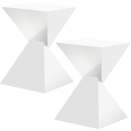 BECHAEO White Acrylic Side Table Set of 2, Small End
