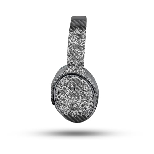 Image of MightySkins Carbon Fiber Skin Compatible with Bose QuietComfort 35 II Headphones - Floral Lace | Protective, Durable Textured Carbon Fiber Finish | Easy to Apply
