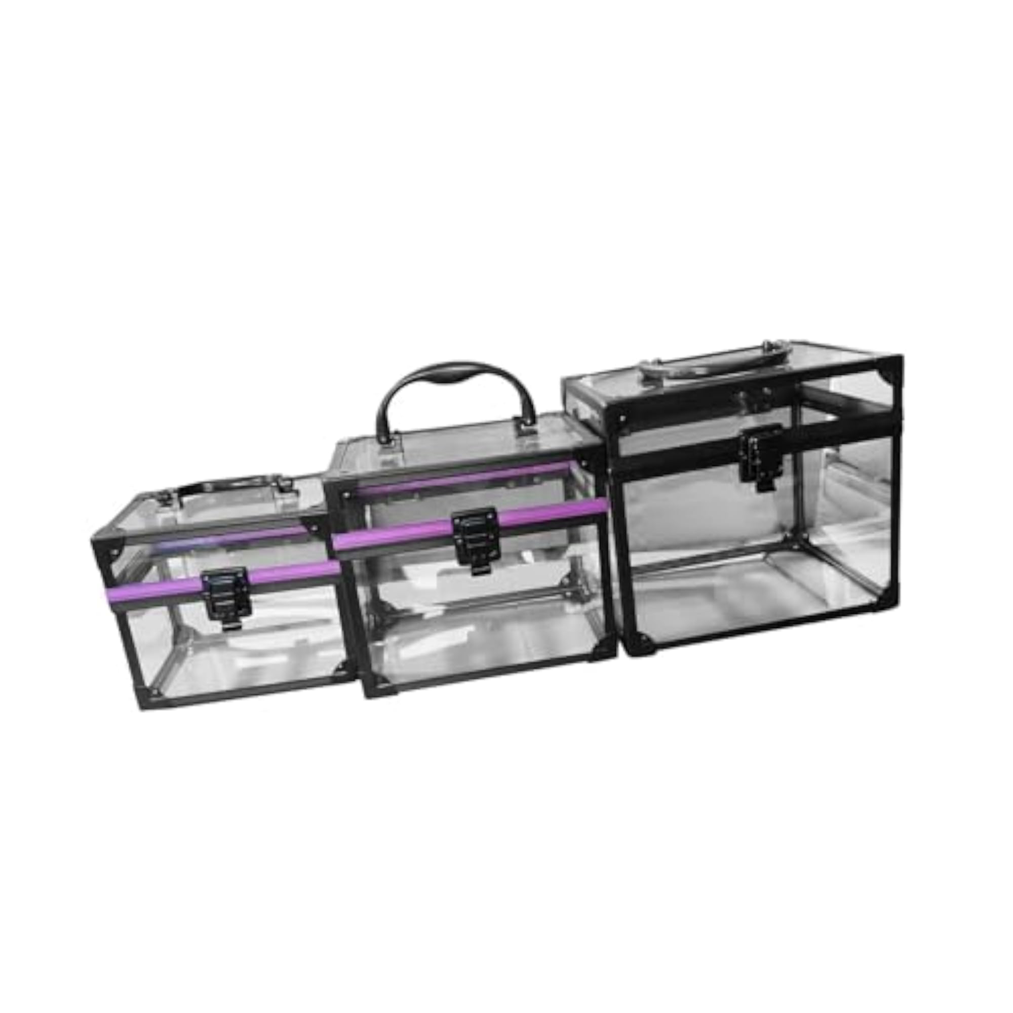 Clear Portable Cosmetics Train Case with Handle for Women
