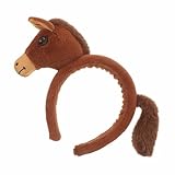 [DECORNIJIA] 馬のコスチュームカチューシャ 茶色の動物毛フープ 新年パーティー用旧正月祝いカチューシャ 写真撮影や家族イベント向け