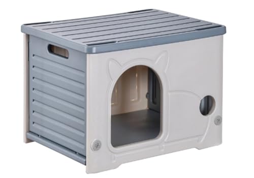 Arfobug猫ハウス 外猫ハウス ペットハウス 屋外用 猫小屋 犬小屋 屋外 防水 冬 座布団付き 通気性 防寒 雨よけ 小型犬 野外猫 組立簡単 屋内 防風 防雨 換気 猫ベッドユニバーサル四季防水と日焼け防止小さな半密閉型猫ヴィラプラスチック野良猫屋