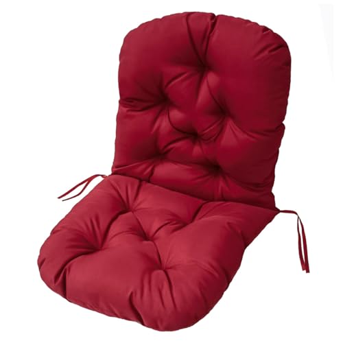 Cuscino impermeabile per sedia a dondolo da esterno con laccetti in rattan, con schienale alto, cuscini per sedie in rosso vino, per mobili da esterno