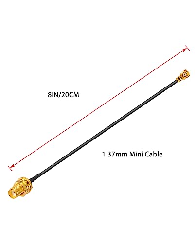 Vecys 2PCS U.F.L1 to SMA Female Low Loss Coaxial Cable 8" /20CM U.F.L1 1.37mm Mini-Coaxial Pigtail Cable for Wireless Routers Mini PCIE Network Cards PCI Wi-Fi WAN Repeater - Image 2
