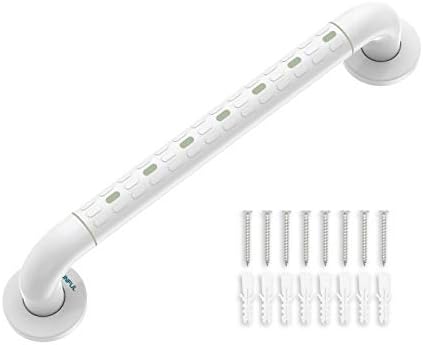 modunful Bathroom Grab Rails, Straight Stainless Steel Shower Grab Handles with Plastic-Plated FinishAnti-Slip Grip, Luminous Circles and Cover Flange, 48 cm/19 inches