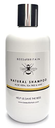 99% Natural CHAMPÚ - ALOE VERA, ARBOL DE TÉ & MENTA - 250ml de BEES of BRITAIN. Sin Sulfatos, Sin Parabenos. pH 5.5. Donamos el 5% de Ganancias Para Ayudar a Salvar Abejas y Polinizadores Cover