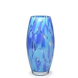 Ca D Oro Glass Vase Blue Confetti Hand Blown Murano-Style Art Glass for Flower and Decor - Model Oliva G