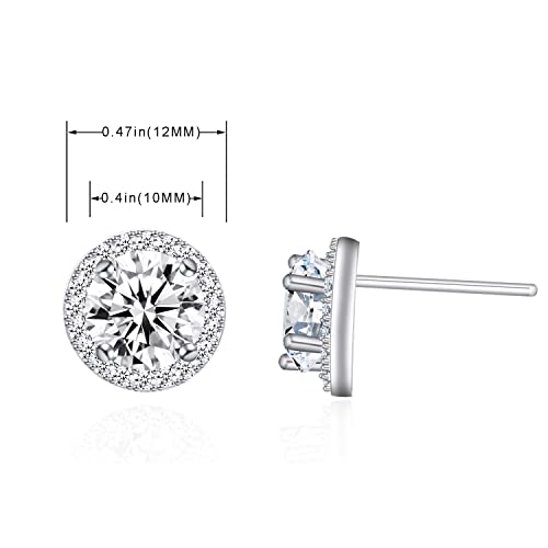 YOQUCOL Bright 8MM,10MM Cubic Zirconia Crystal Stud Earrings Round Pierced Earrings For Women2