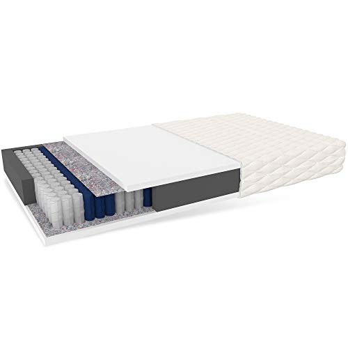 Matratze METIS Taschenfederkern Höhe 16 cm H3 weiß 140 x 200 cm, Schaumstoff