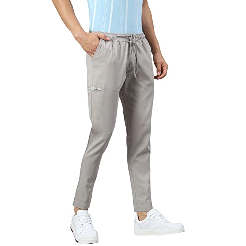 Image of Hubberholme Men's Tapered Fit Cotton Trousers, Ankle Length Elastic & Drawstring Waist Chinos