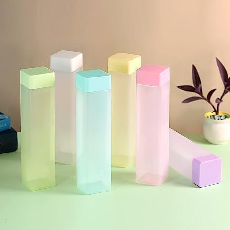 Image of Square Fridge Water Bottles Set of 6 1 Litre BPA Free Plastic Refrigerator Bottles Slim & Space Saving Water Bottle Set for Home & Office
