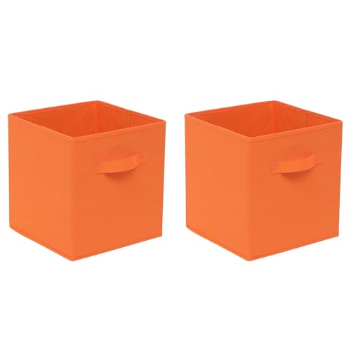 BonChoice Foldable Storage Cube Box (2, Orange, 30x30x30cm)