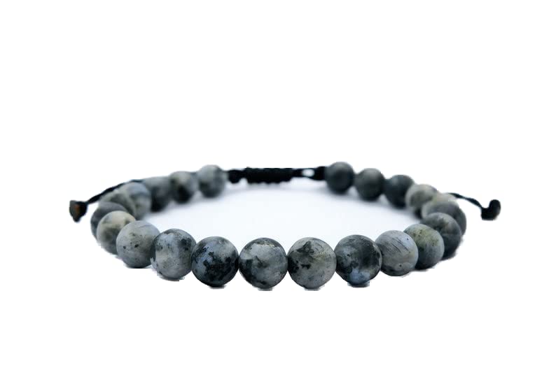 Bracelet en labradorite pour yoga et méditation avec cordon gris ajustable