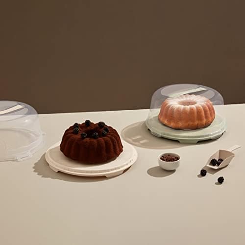 BORNOVA Cake and Pastry Carrier Set - Round Cake Box and Rectangular Pastry Tray - Airtight, BPA-Free, Ideal for Picnics and Parties (Charcoal) image 5