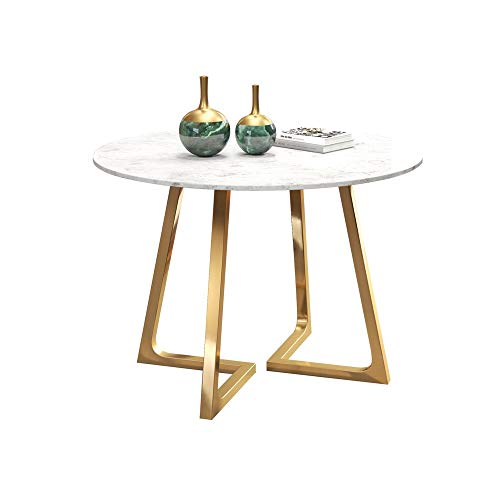 DENGSHENG SHOPS Customizable Nordic Marble Tabletop Metal Frame High Temperature Easy to Clean Small Round Table and Cushion Sponge Chair Stool