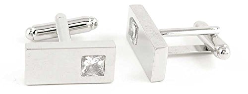 1 Par de Mancuernillas de Hombre Plata Cubo Diamante Blanco miniatura 1