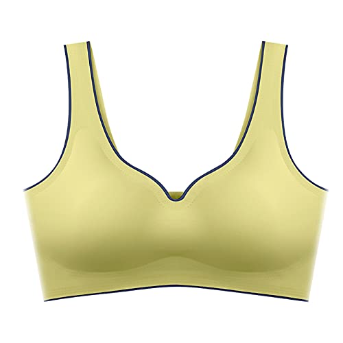 OUAPPA Sujetador deportivo para mujer, de verano, sin aros, cómodo, sin aros, push up, top de yoga, elegante, ropa interior para correr, yoga, jumping y fitness., verde, L