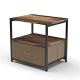 MAHOUYA サイドテーブル コーヒーテーブル ベッドサイドテーブルミニソファテーブル 収納ラック棚 引き出し1つ 組み立てが簡単です 寝室 リビングルームが適用 鉄と木材の製造 幅40×奥30×高40cm (H40, 茶色)