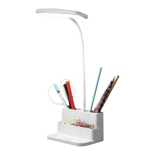 zwxqe Lámpara de escritorio con batería recargable, 3 modos de iluminación, lámpara de escritorio LED de atenuación continua, organizador de bolígrafos, luz de escritorio de 41 x 15,5 cm para el hogar