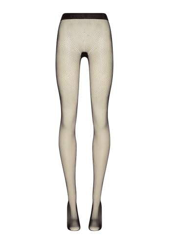 Image of Wolford Twenties Econyl Fishnet Tights for Women Sustainable Small Net Pantyhose with Matte Finish and Logo Waistband