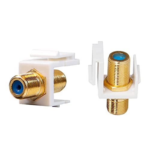 2 Pack Coax Keystone Jack Insert, RG6 Keystone Jack 3 GHz Gold-Plated F Type Coaxial Keystone Connectors