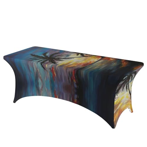 Housse de table rectangulaire infroissable EdWal en spandex tropical