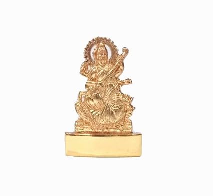 Estatua Decorativa de Saraswati en Metal Ashtadhatu miniatura 7