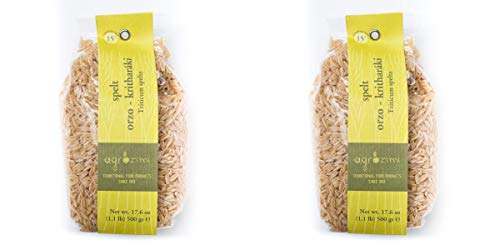 Agrozimi Spelt Kritharaki: Greek Orzo Pasta - 17.6oz (2 Pack) | Vegan, Bronze Die-Cut, Naturally Air-Dried | Wholesome Mediterranean Delight