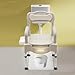 Bedside Commode Chair, Adult Potty Chair Adult Mobile Portable Toilet with 6 Adjustable Height & Armrests for Seniors, Elderly and Disabled, Load Capacity 551.16 lbs (Grey White)