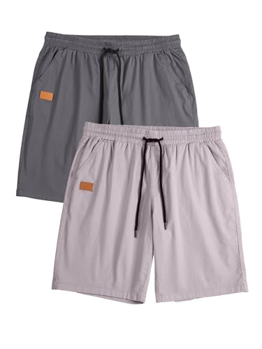 Image of JMIERR Mens Cotton Stretch Shorts Casual Drawstring Twill Chino Shorts | Drawstring Waist, Phone Pockets, Golf, Summer Beach Cruise Outfits, Machine Wash