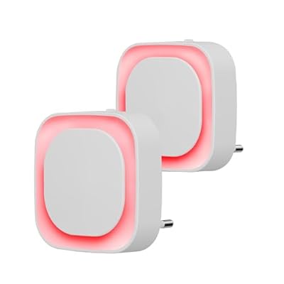 YUNLEX Lámpara de Noche Enchufable 2 Unidades Luz Tenue Roja Nocturna Encendido Automático al Anochecer y Apagado al Amanecer LED Regulable para Dormitorio Cuarto de Bebé Baño