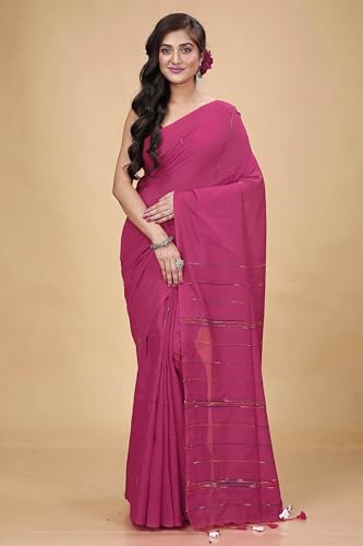 Image of Women's Traditional Bengal Handloom Soft Cotton Khesh Saree