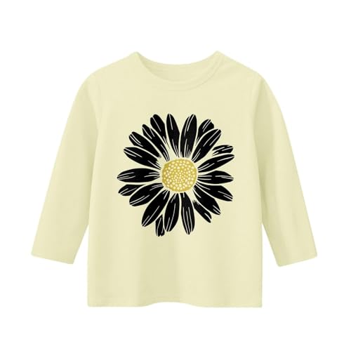 Kids Girls T Shirt 3/4 Length Sleeve Tops Crew Neck Shirt Casual Athletic Tops Cute Patterned Dandelion2