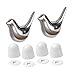 2X Ceramic Birds Toilet Bolt Cover Caps Universal No Tools Required Push On Inserts Rust Resistant Bathroom Decor 2.87x2.36 Inch- Silver