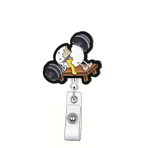 Funny Broken Eggs Raise Dumbbells Badge Reel Holder Funny Retractable