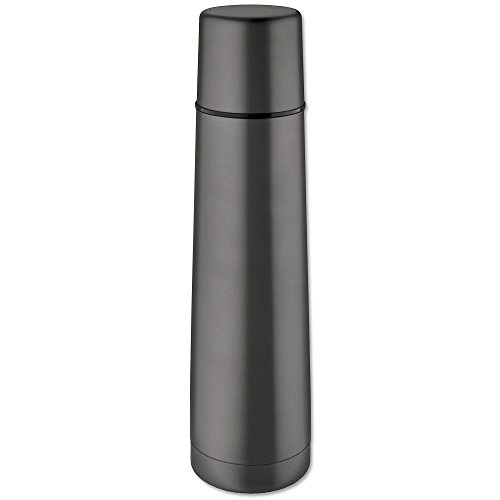 Isosteel VA-9554QAT 0.9 litre 18/8 Stainless Steel Slimline Double-Walled Vacuum Flask, Titanium Gray