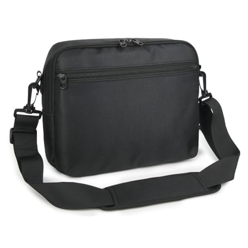 NEIQIUWING Nylon Tragetasche für 9,5-10,5 Zoll DVD-Player, robuste Schutztasche mit Doppelreißverschluss & Schultergurt, schwarz