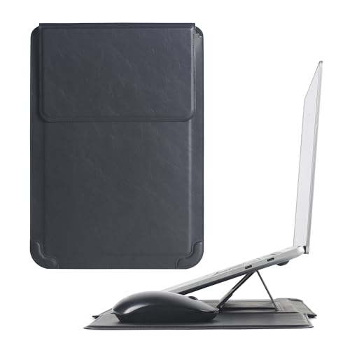 Hyfant Laptop Sleeve Case with Stand and Mouse Pad 13-14 Inch Laptop Case Chromebook Sleeve Leather Protective Cover for MacBook Pro/Air Dell HP Lenovo ThinkPad Samsung Asus Acer LG Laptops